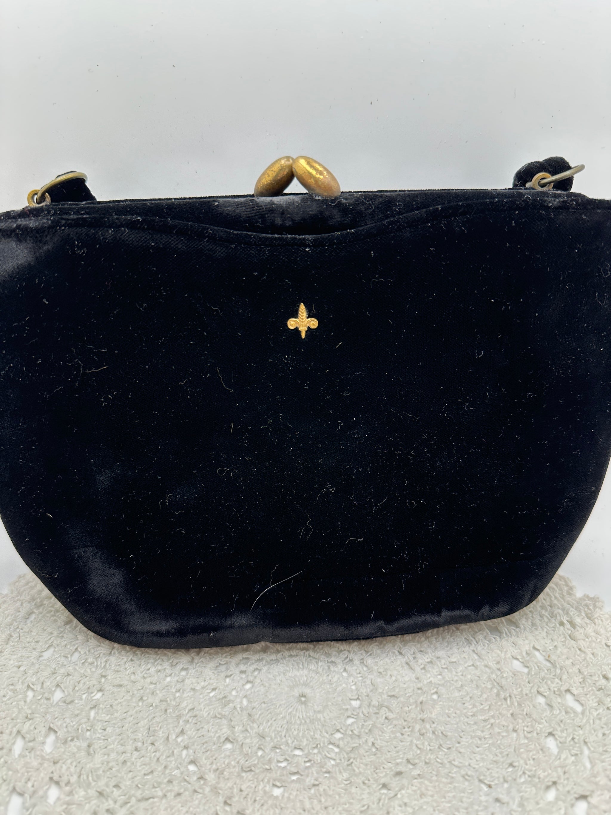 Vintage 1940's Black Velvet Purse