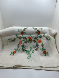 Vintage English Embroidery Fabric Table Linen