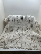 Vintage Crocheted White Table Runne