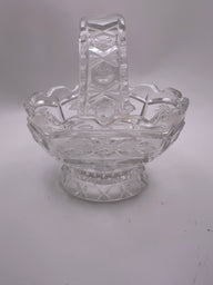 Vintage Crystal Small Basket Candy Dish