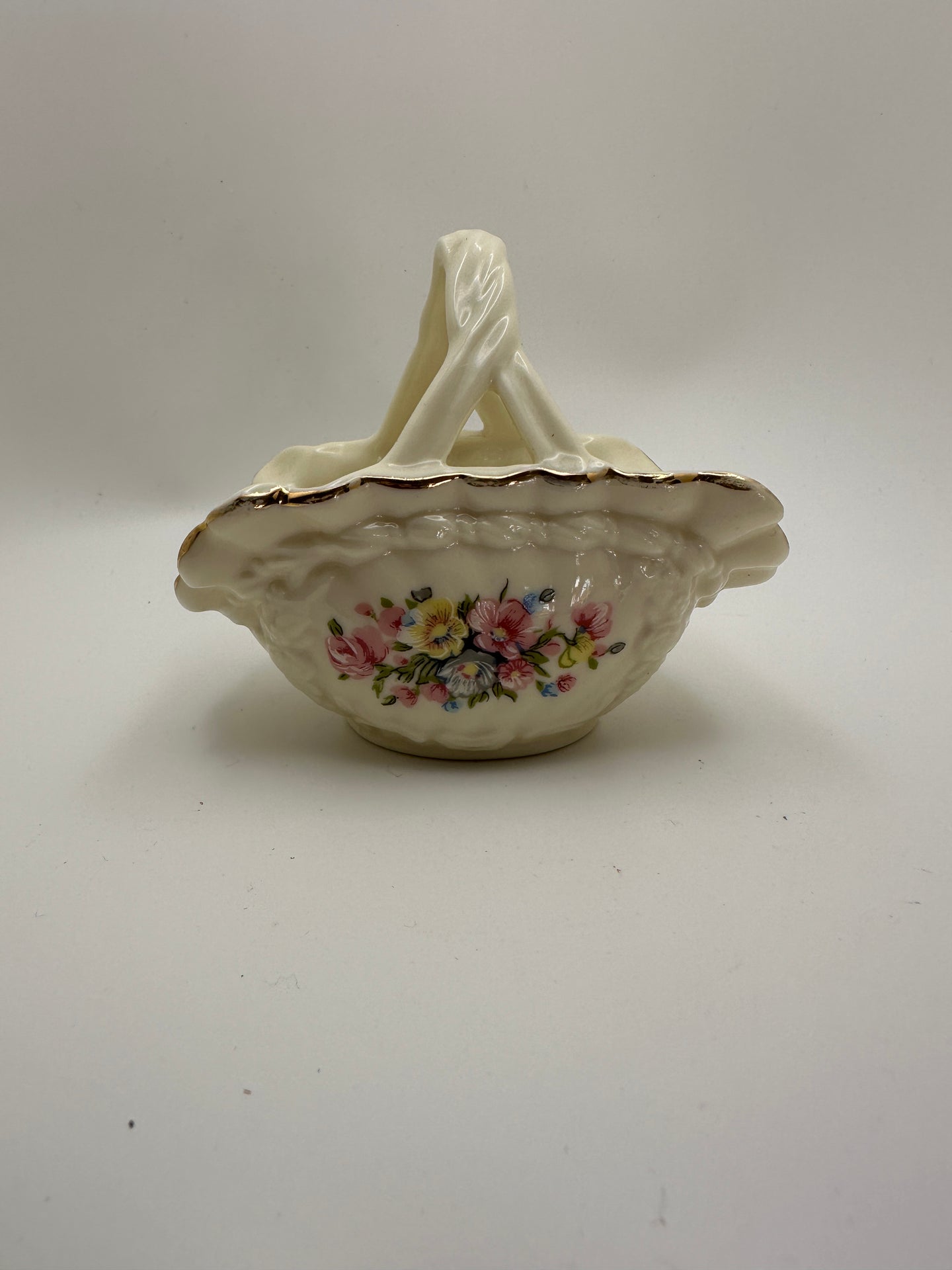 Small Porcelain Basket with Flowers