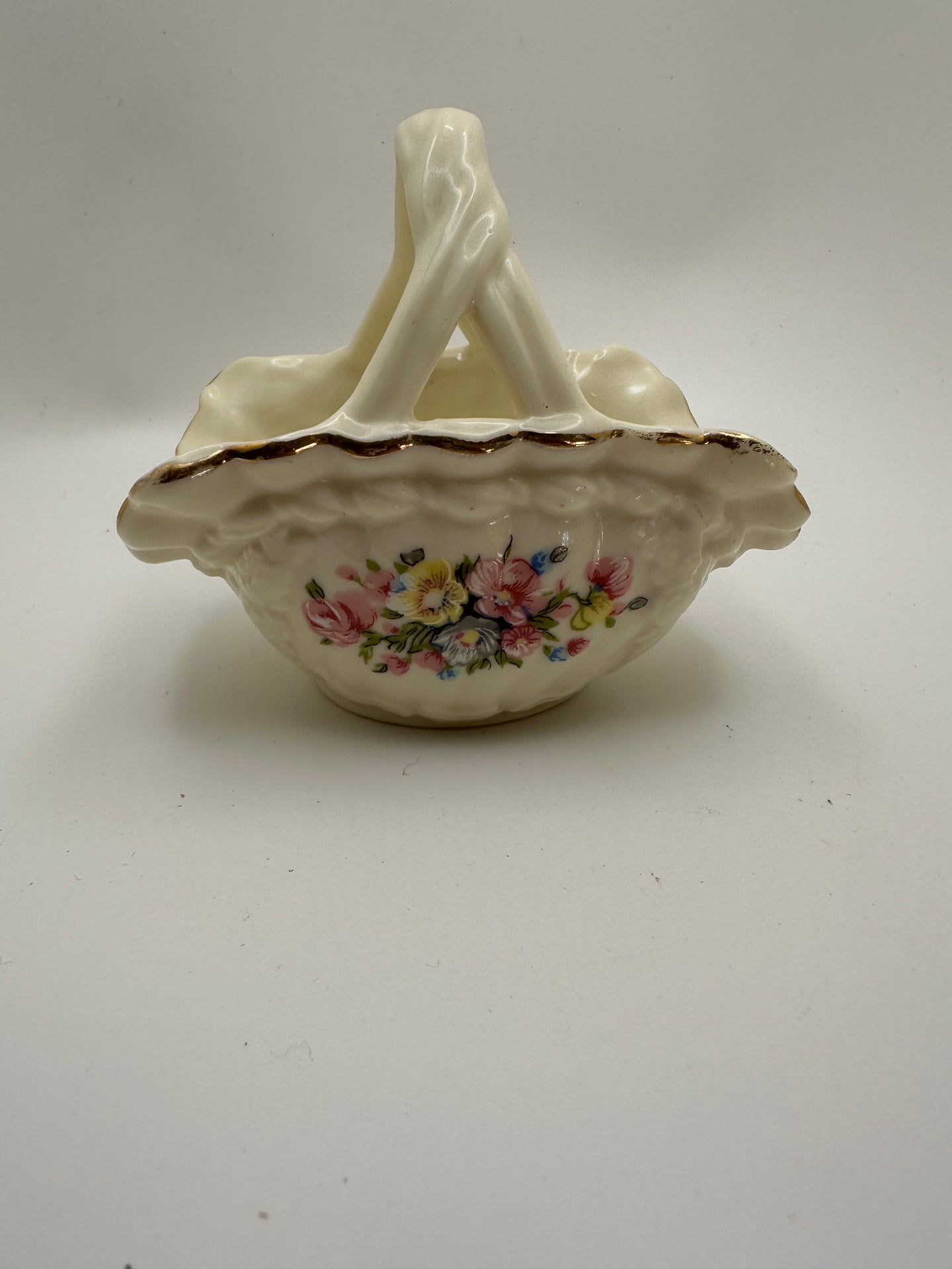 Small Porcelain Basket with Flowers