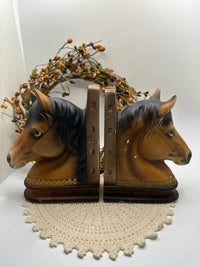 Vintage Ceramic Horsehead Bookends