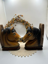 Vintage Ceramic Horsehead Bookends