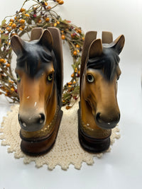 Vintage Ceramic Horsehead Bookends