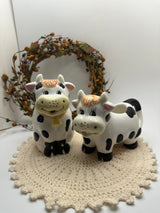 Vintage Ceramic Cow Creamer and Sugar Bowl