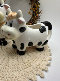 Vintage Ceramic Cow Creamer and Sugar Bowl