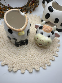 Vintage Ceramic Cow Creamer and Sugar Bowl
