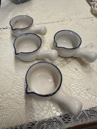 Set of 4 Vintage Ceramic Small Pots with Handles