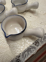 Set of 4 Vintage Ceramic Small Pots with Handles