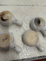 Set of 4 Vintage Ceramic Small Pots with Handles