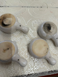 Set of 4 Vintage Ceramic Small Pots with Handles