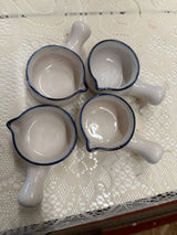 Set of 4 Vintage Ceramic Small Pots with Handles