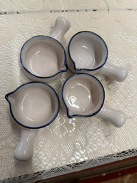 Set of 4 Vintage Ceramic Small Pots with Handles